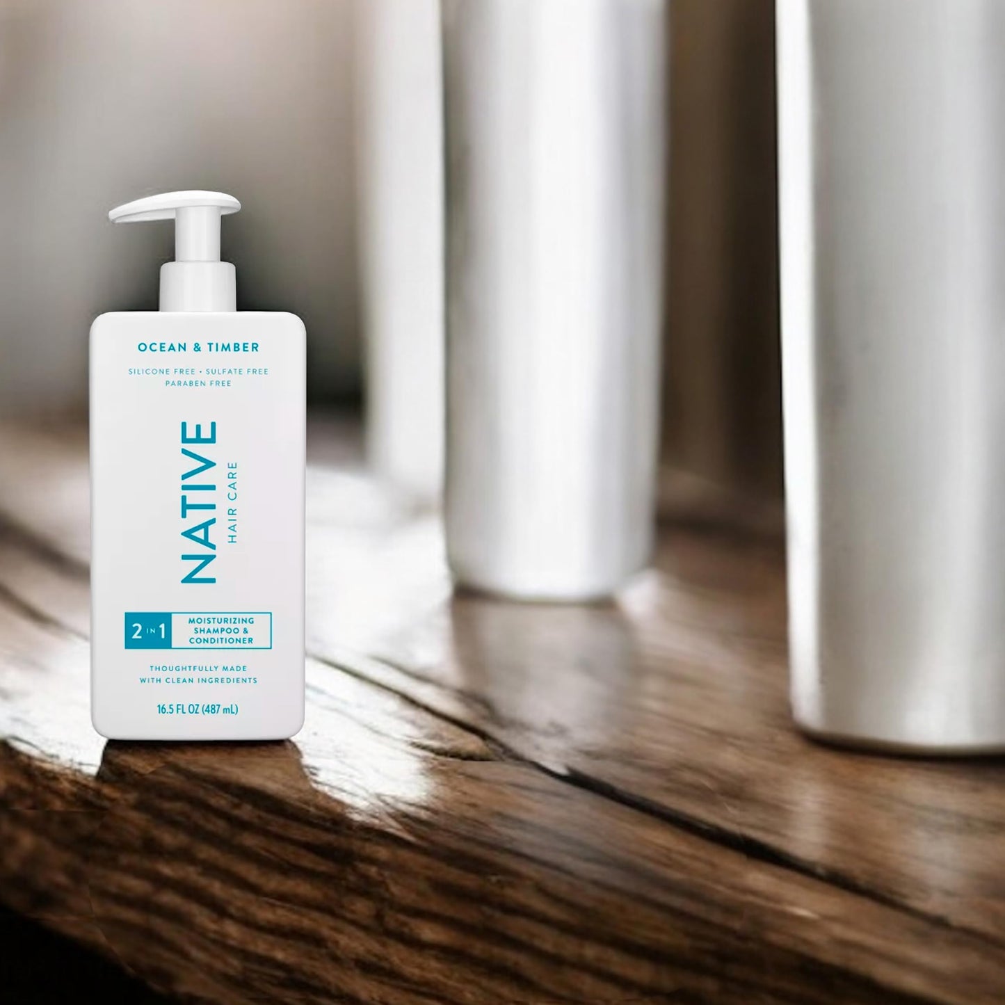 Native - 2-in-1 Shampoo & Conditioner Ocean & Timber - Contain Naturally Derived Ingredients | All Hair - Silicone, Sulfate and Paraben Free - Full & Thick - 16.5 FLOz - Pack Of 01