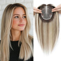 FU SHEN Hair Toppers for Women Real Human Hair 12inch Professional Grade 10X12CM Swiss Base Hairpiece for Thinning Hair Breathable Human Hair Topper Clip in Toppers(2T613#)
