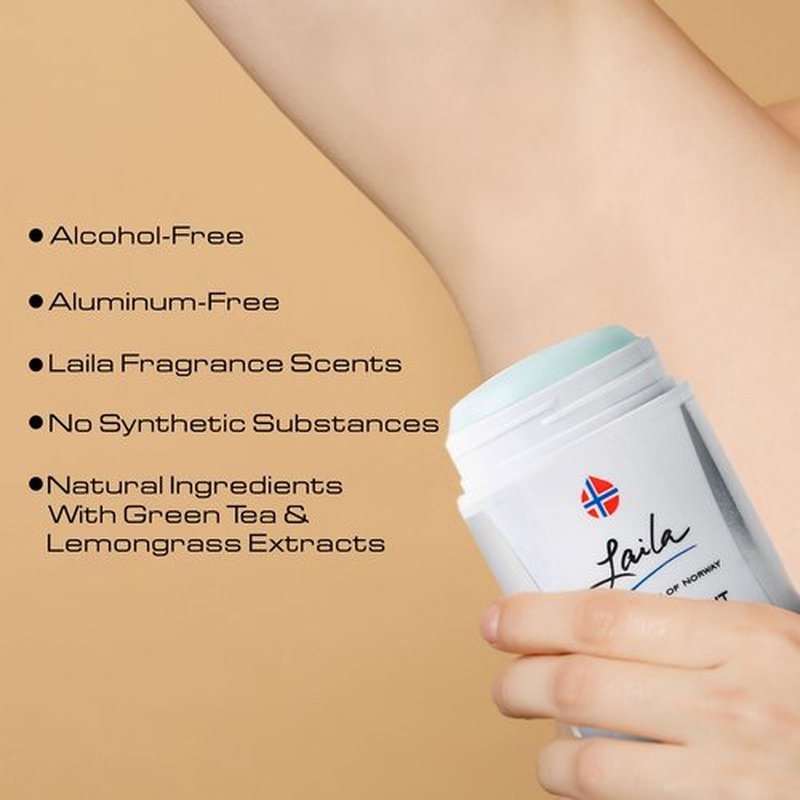 Geir Ness Laila Deodorant - With Green Tea And Lemongrass Extracts - Alcohol And Aluminum Free for Sensitive Skin - Long Lasting Fresh and Clean Scent