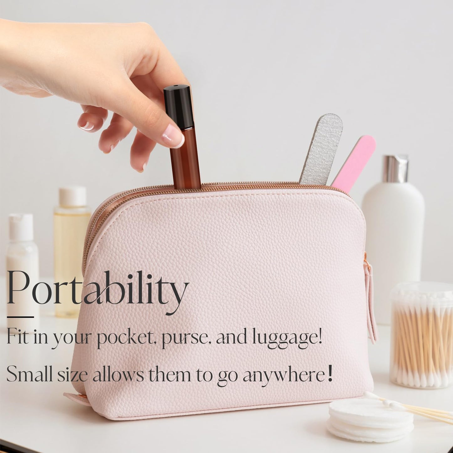 ZEJIA Amber Glass Roll on Bottles 10ml Roller Bottles | for Essential Oils, 6 Pack, Refillable Perfume Bottle, with Stainless Steel Roller Balls, 2 Droppers, 1 Opener, Labels