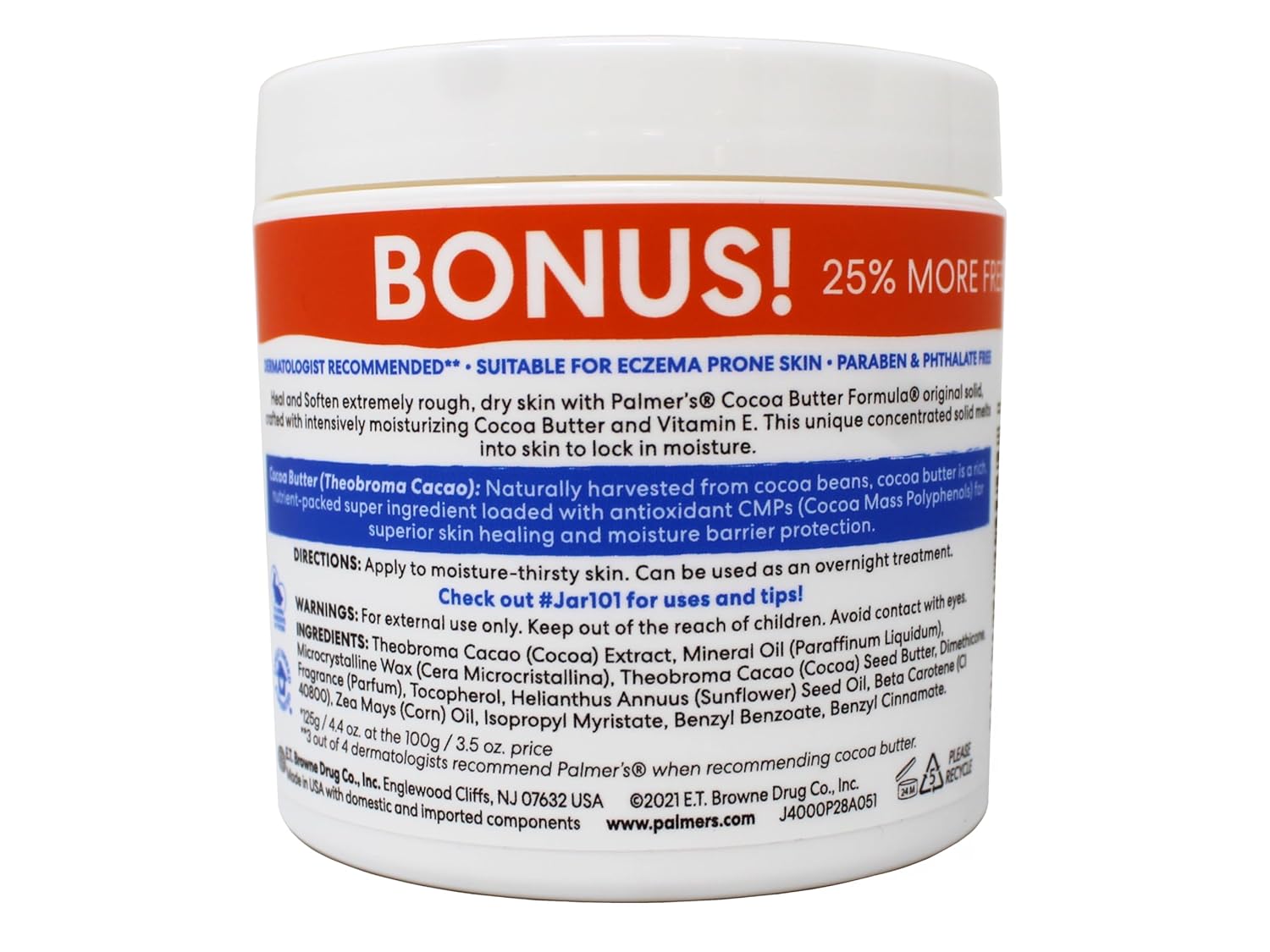 Palmer's Cocoa Butter Body Moisturizer with Vitamin E - 4.4 oz Jar, 2 Pack for Dry Skin Relief & Skin Toning