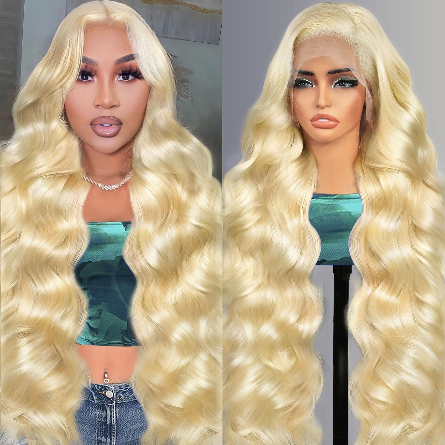 Quiport 613 Lace Front Wig Human Hair 210 Density Blonde Wig Human Hair 613 HD Lace Frontal Wig 13x6 Body Wave HD Lace Front Wigs Human Hair Pre Plucked With Baby Hair Glueless Wigs 24 Inch