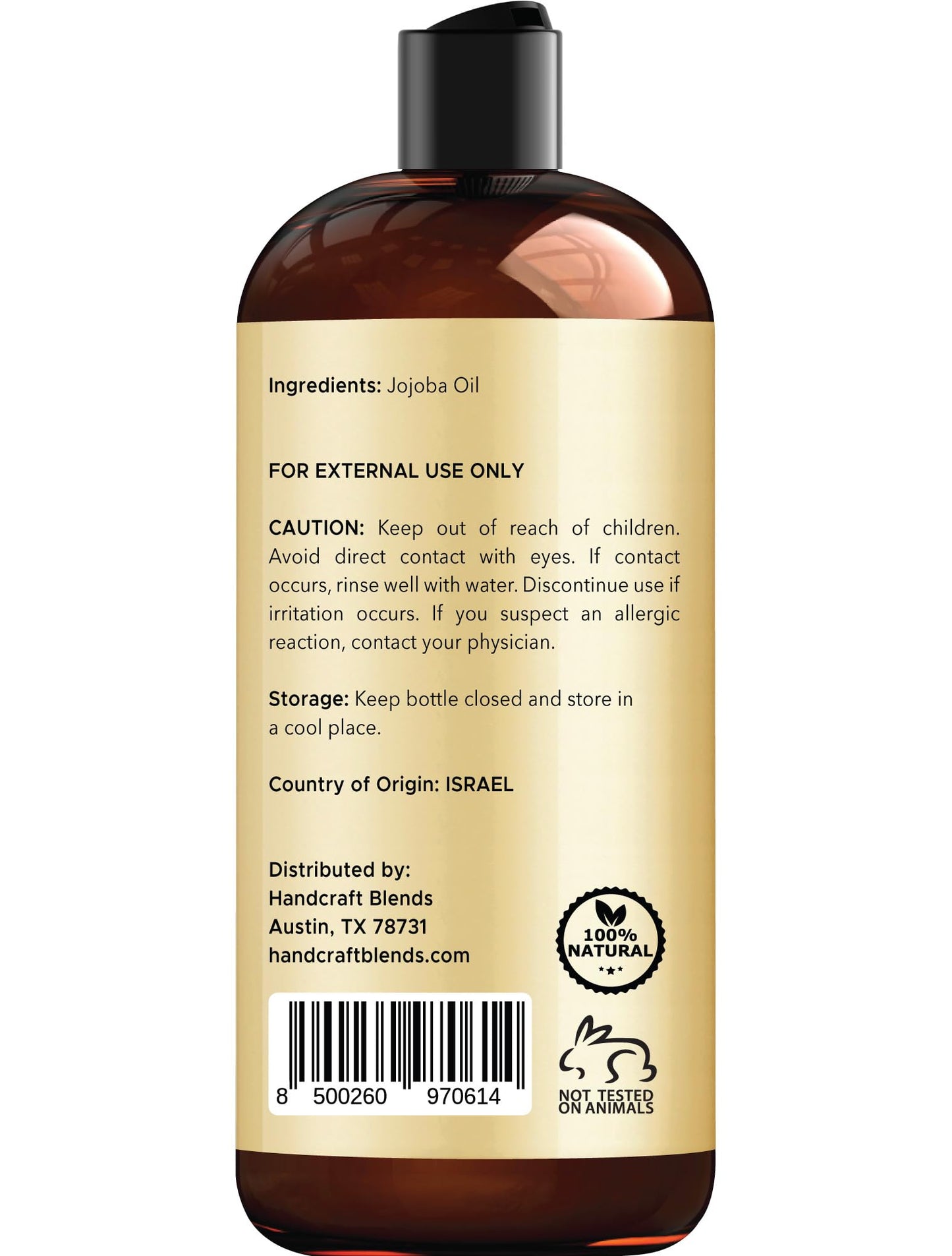Handcraft Blends Jojoba Oil - Cold-Pressed 16 Fl Oz - 100% Pure and Natural Premium Grade Carrier Oil for Skin and Hair - Body Massage - Hexane-Free - Hair Relaxer for Tight Curls