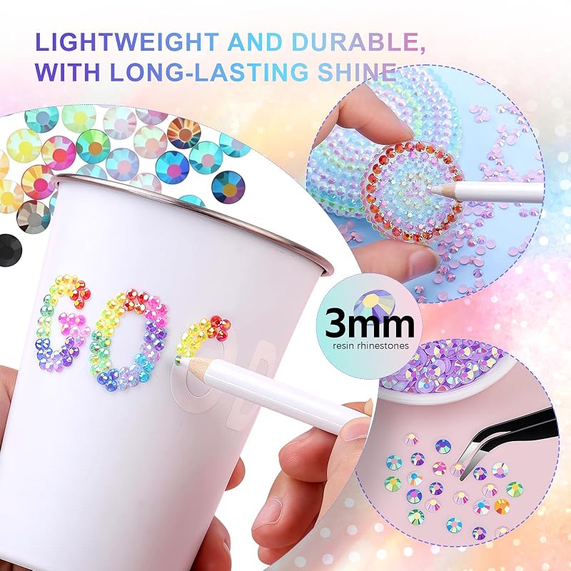 Multicolor 48 Color 48000 PCS Resin Rhinestones Nail Art Kit - Flatback Bedazzling Gems