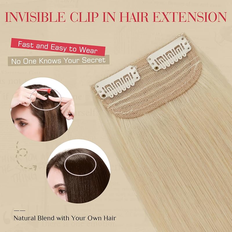 Remy Clip-In Hair Extensions 2PCS 6 Inch #613 Bleach Blonde Real Human Hair