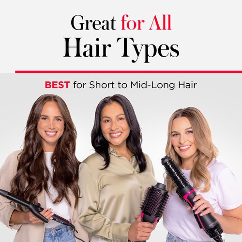 REVLON One-Step Volumizer Plus Hair Dryer and Styler, Enhanced Motor for Less Frizz, More Shine, and Reduced Heat Damage for Salon Style Round Brush for Blowout, Black (Amazon Exclusive)