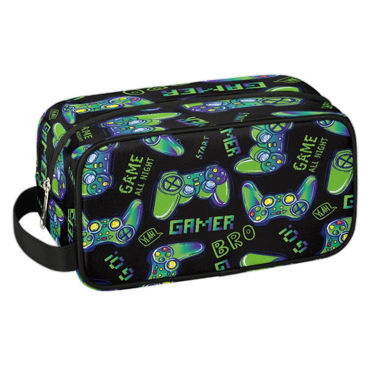 LLCXCSI Travel Toiletry Bag for Boys Kids, Waterproof Hanging Dopp Kit for Men, Shaving Bag with Large Capacity for Travel, Sports, Shower (Blue Video Game)