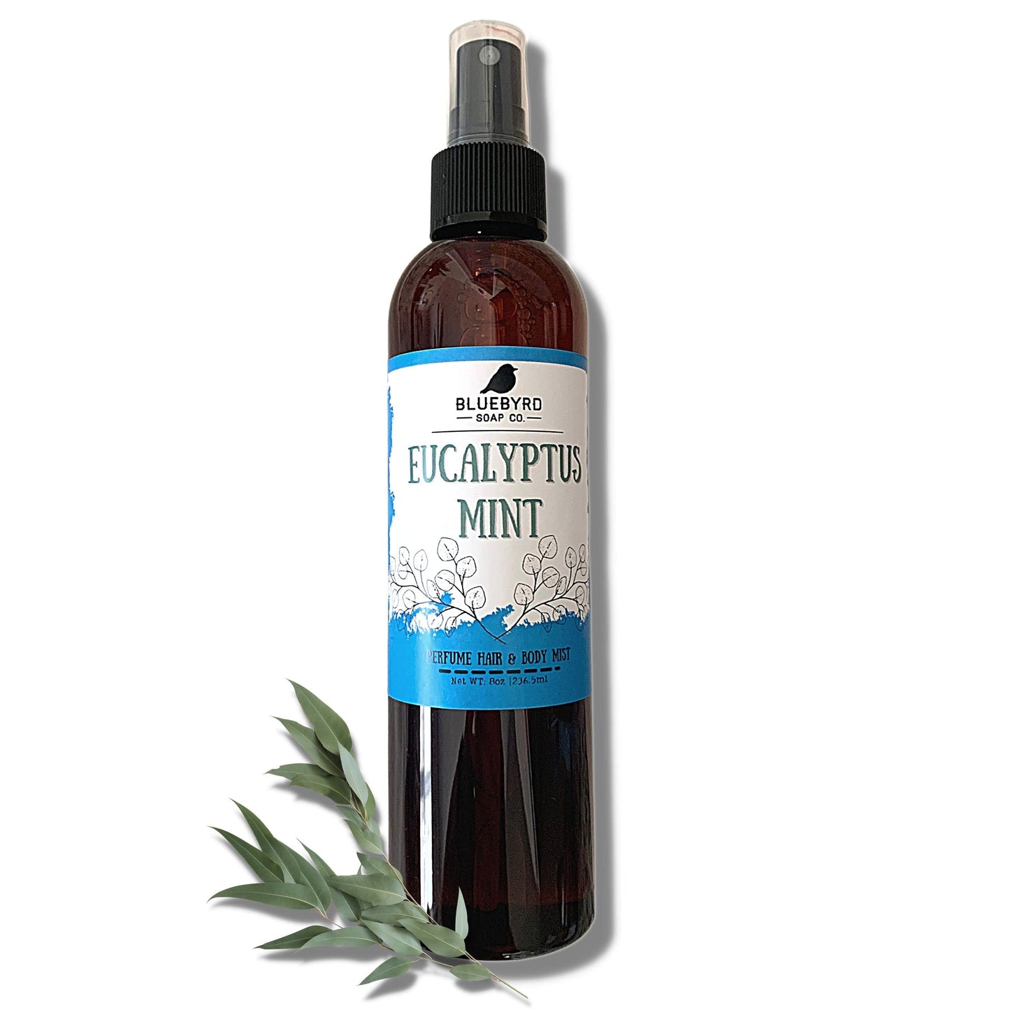 Bluebyrd Soap Co. Eucalyptus Mint Fragrance Hair Perfume and Body Mist | Weightless Relaxing Scented Hair Mist | Alcohol Free - No Parabens, Sulfates, Silicones (Mint)