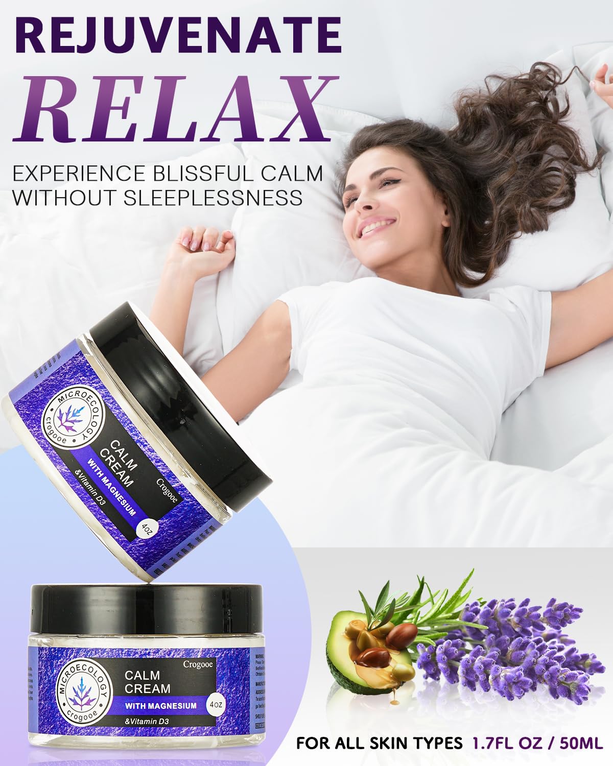 APLEFBE 2025 Updated Magnesium Cream for Sleep: Nighttime Magnesium Lotion for Pain & Leg Cramps, Muscle Relaxation, Calm, Deep Hydration, Skin Care for Kid, Men, Women (Lavender)