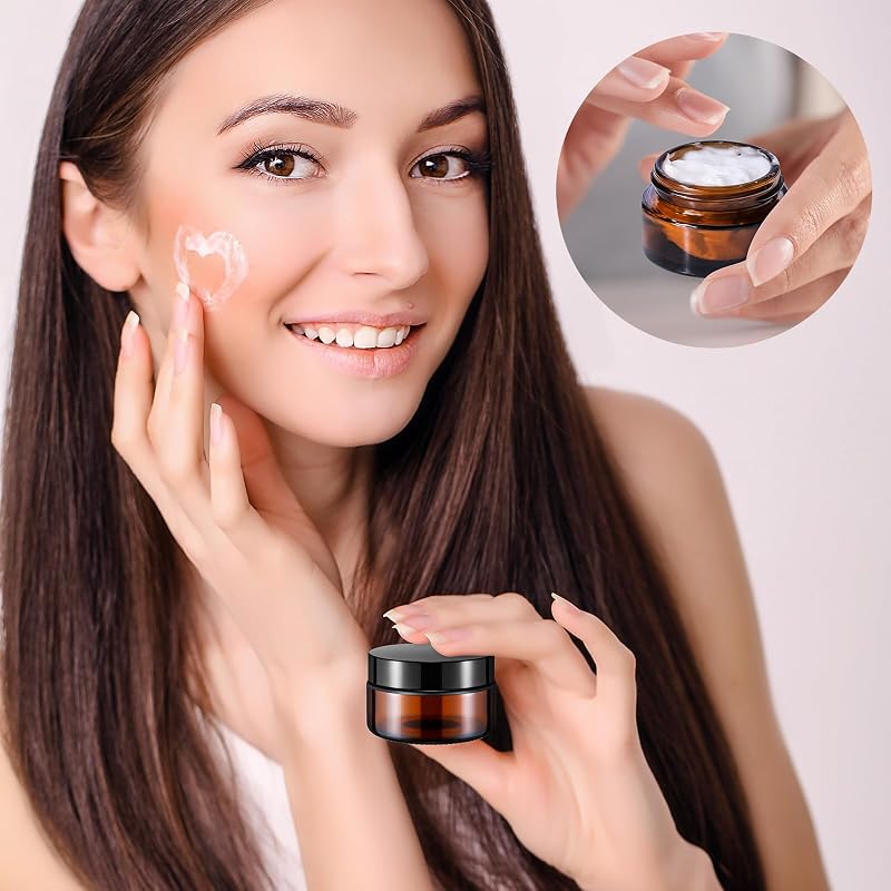 Variation of THIS listing: Amber 48 Pack 0.7 oz Glass Jars with Lids - Cosmetic Container