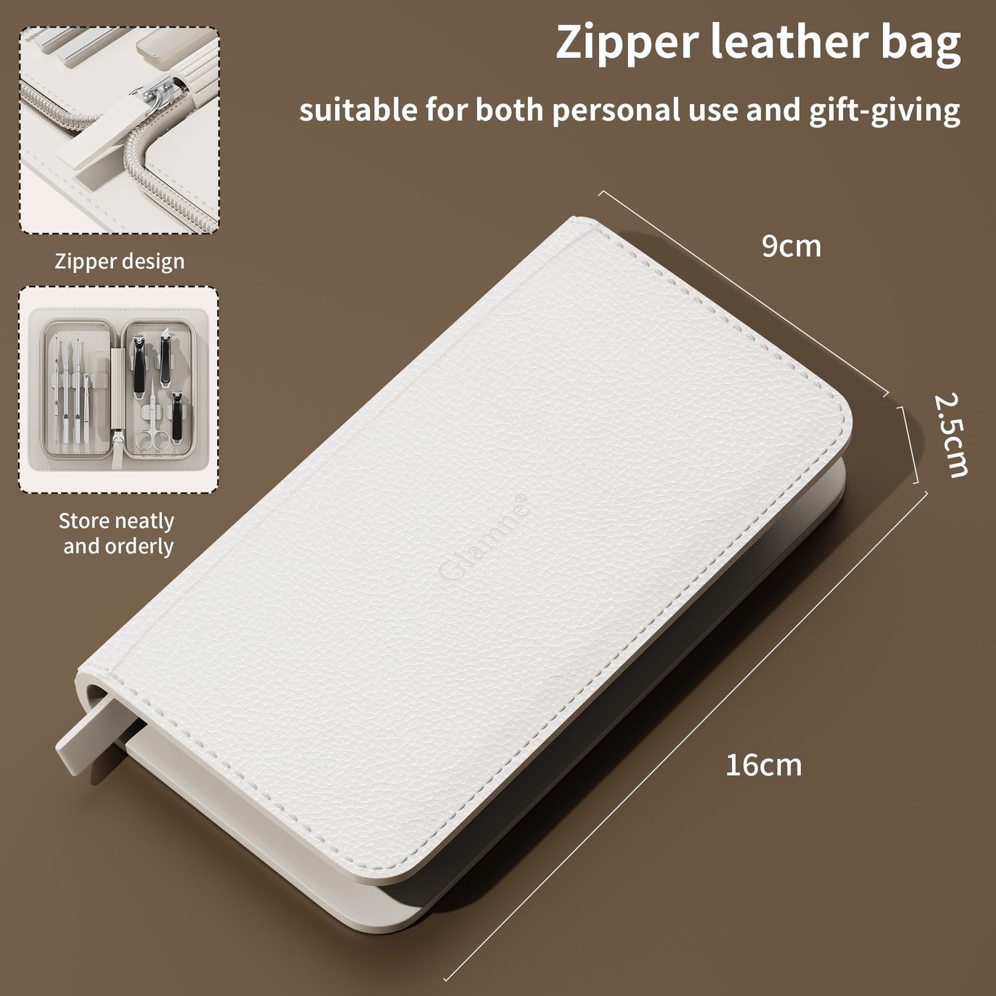 Nail Clippers Set Tweezers Scissors Manicure Grooming kit 9 in 1 with Zip Leather Case