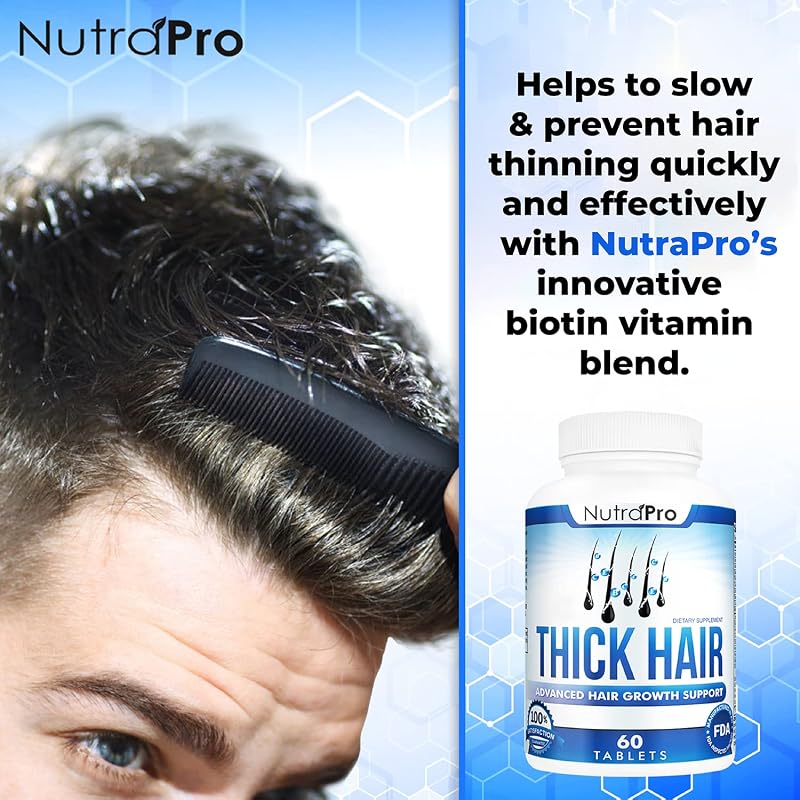 NutraPro Thick Hair Growth Vitamins 60 Count – Biotin, Keratin & Collagen Hair Pills