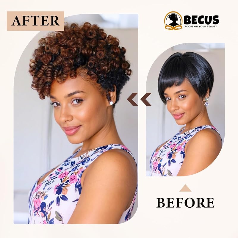 BECUS 20 Inch Jamaican Curly Crochet Hair Bundles, 3 Packs, Black Brown 1B/30 – 60 Roots