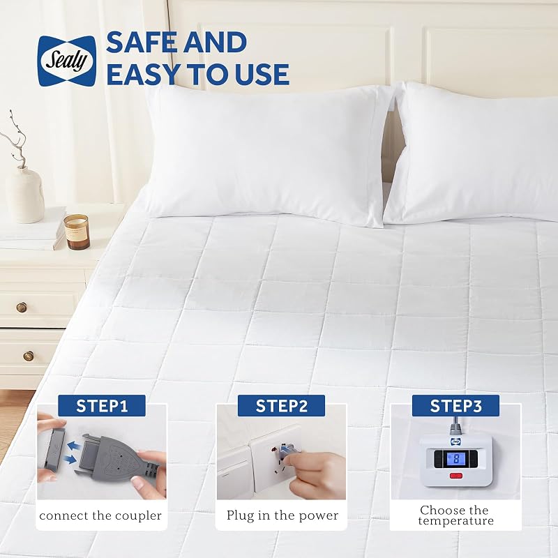 Sealy Full-Size Electric Mattress Pad, 10 Heat Settings, Machine Washable (Variation: Full)