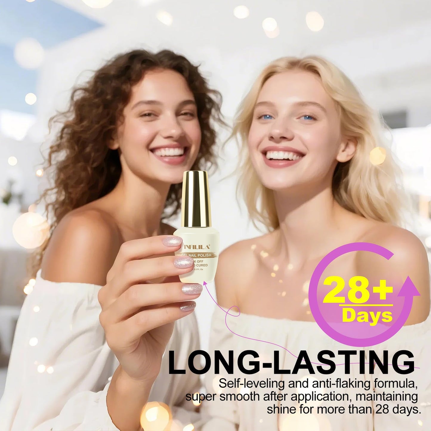 NXJ INFILILA Cat Eye Gel Nail Polish, 0.5 oz Magnetic Gel Nail Polish, Purple Glitter Holographic, Soak Off Salon Gel for Home Use (G06)