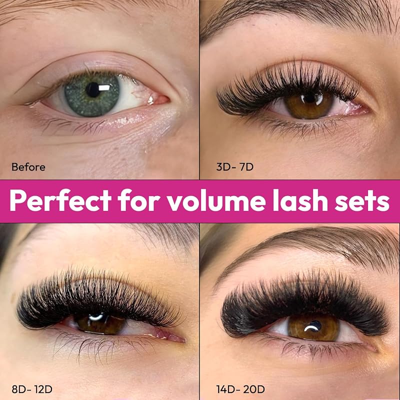 Premade Lash Fans 16D D 12mm - 0.03mm, 480–530 Case, Natural Fluffy Eyesy Lash Promade