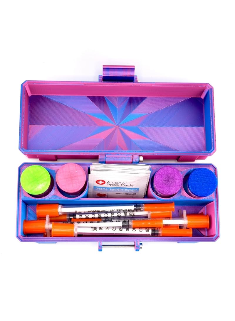 4-Slot Vial Case Organizer for 3 mL or 10 mL Vials with Accessory Storage — GLP-1 & Peptide Portable Case - 3 mL Variation