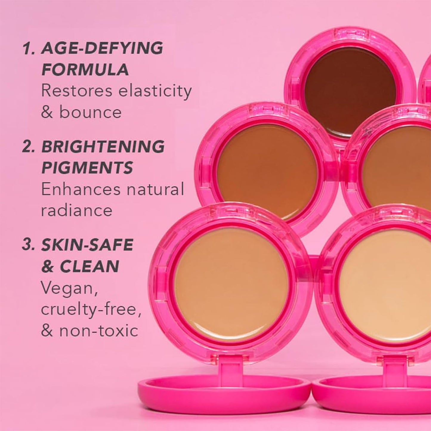 Peptide Bounce Foundation for Mature Skin: Hydrating Age-Defying Balm Foundation with Natural Satin Finish Buildable Coverage Lightweight & Vegan Makeup for All Skin Types (Dark, 20g)