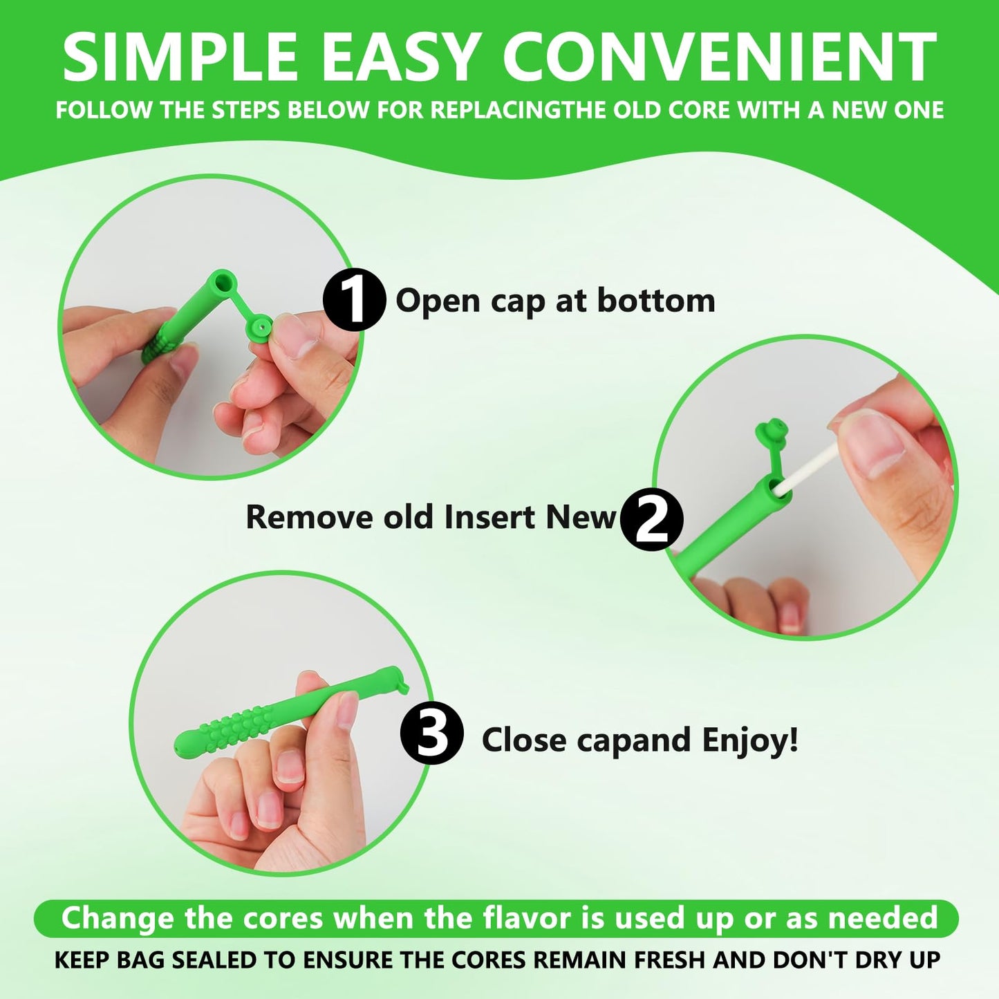 6PCS Chewable Essential Oil Breath Stick,Chewable Breather Sticks, Fresh Breath Oral Relaxation Stick with 12 Replacement Cores, Can Taken Anywhere Focus Clear Respiratory(MIX)