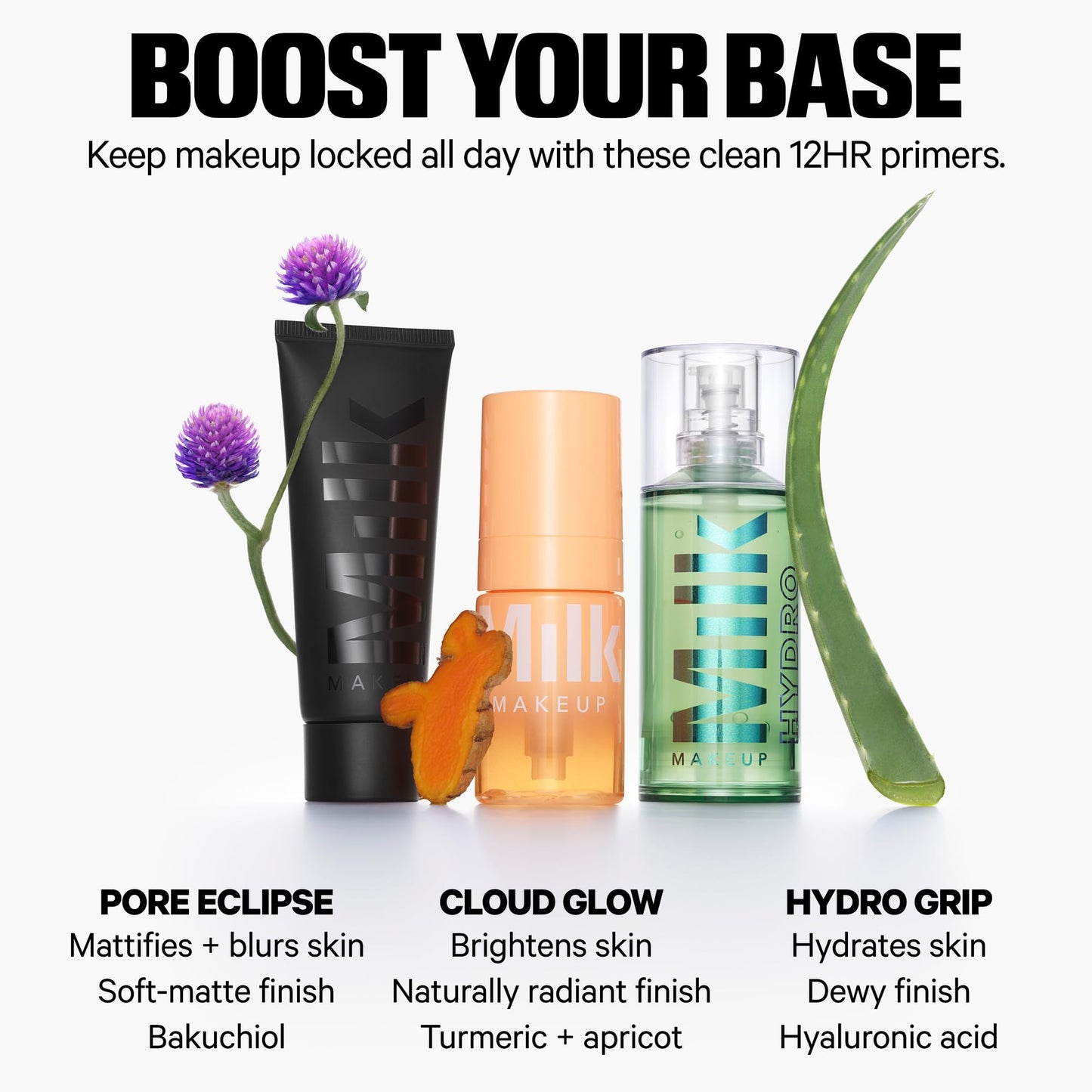 Milk Makeup Hydro Grip Primer with Hyaluronic Acid + Niacinamide – Hydrating Face Primer Grips Makeup for Up to 12 Hours – Silicone-Free, Lightweight Gel with Dewy Finish – 1.52 oz