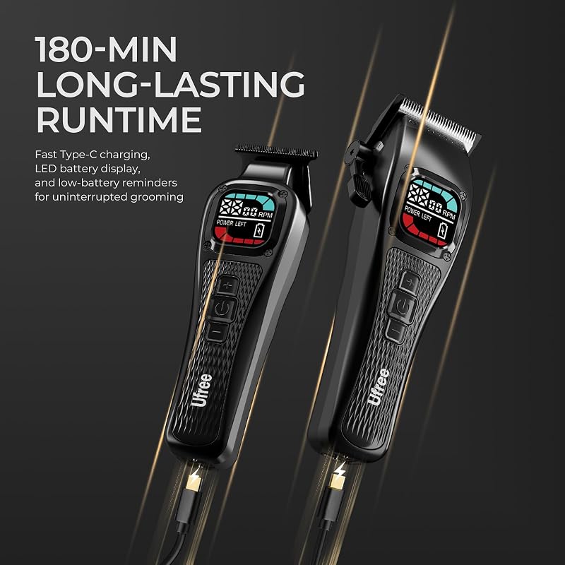 Hair Clippers for Men with 9000 RPM Motor, DLC Blades, 5 Speeds