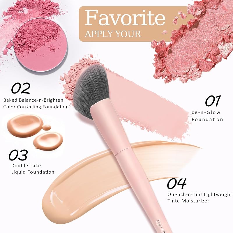 Professional Makeup Brush Set 12Pcs Matte Pink with Case - Lorvelane