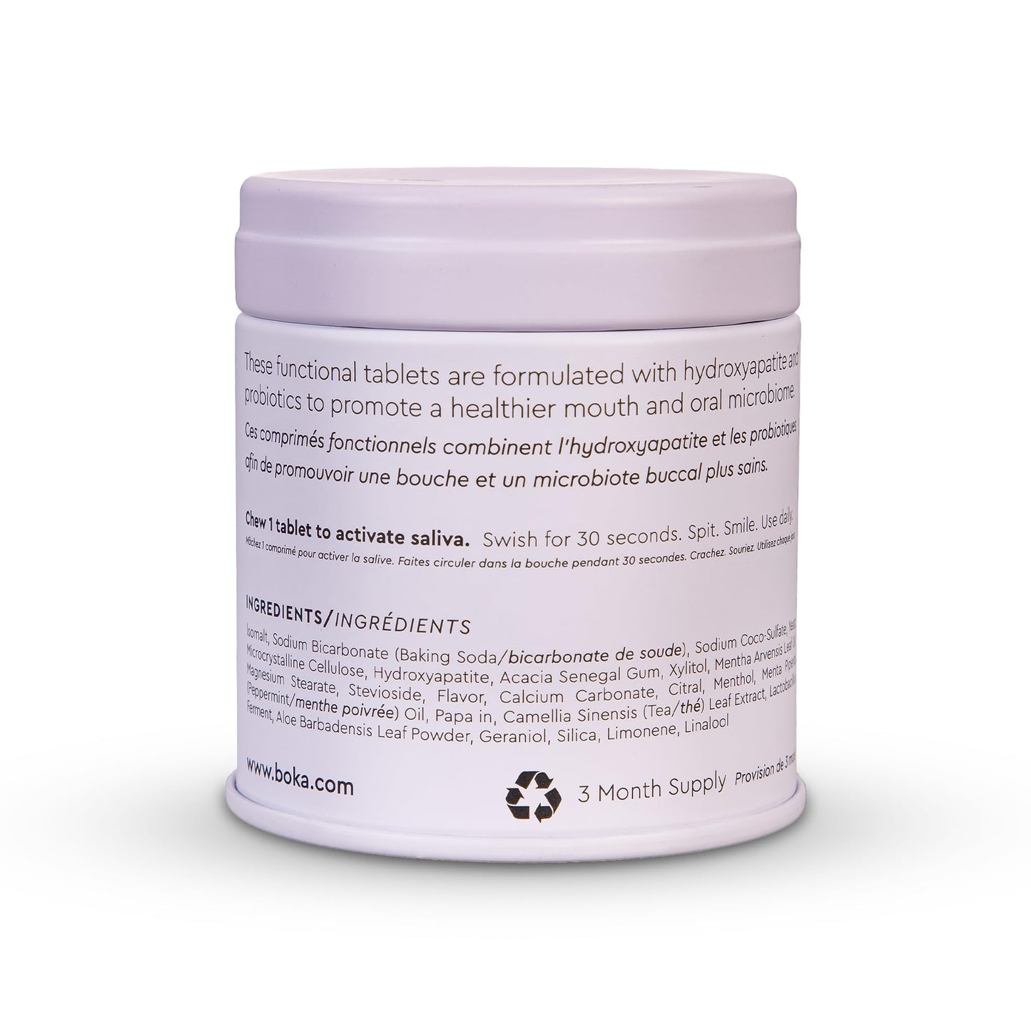 Boka Travel Size Mouthwash Tablets - Hydroxyapatite, Fluoride Free & Alcohol Free - Chewable Tablets to Freshen Breath, Kill Odor Quickly - (90 Pcs, Mint)