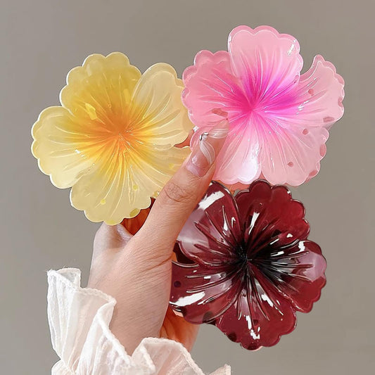 3Pcs Large Hair Claw Clips for Thick and Thin Hair,Tropical Flower Clips,Non-slip Plumeria Claws Beach Accessories for Women Beach Wedding Summer Vacations Party Decorations Daily Use,Style 7