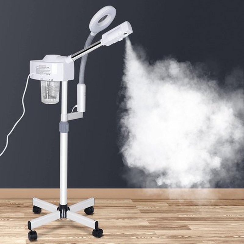 BBBuy 2 in 1 Facial Steamer Professional Nano Ionic Face Deep Cleansing Hydration with 5X Magnifying LED Lamp & Rolling Wheels, High Frequency, Portable Home Spa Salon Beauty Skin Care Equipment