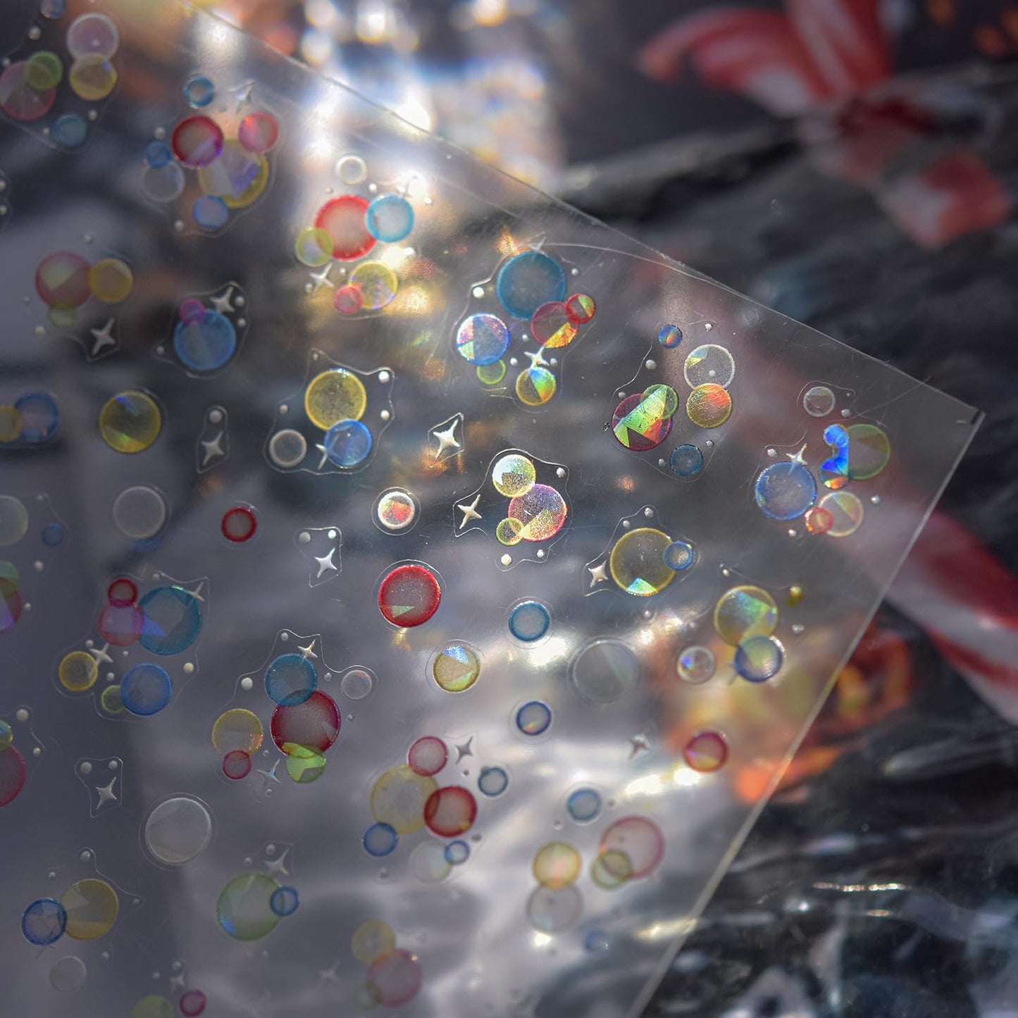 Bubble Nail Art Stickers Decals Summer Gel Nail Stickers Shell Light Nail Decals 3D Self-Adhesive Colorful Bubbles Design Acrylic Nail Art Supplies Summer Bubble Stickers for Women Nail Charms