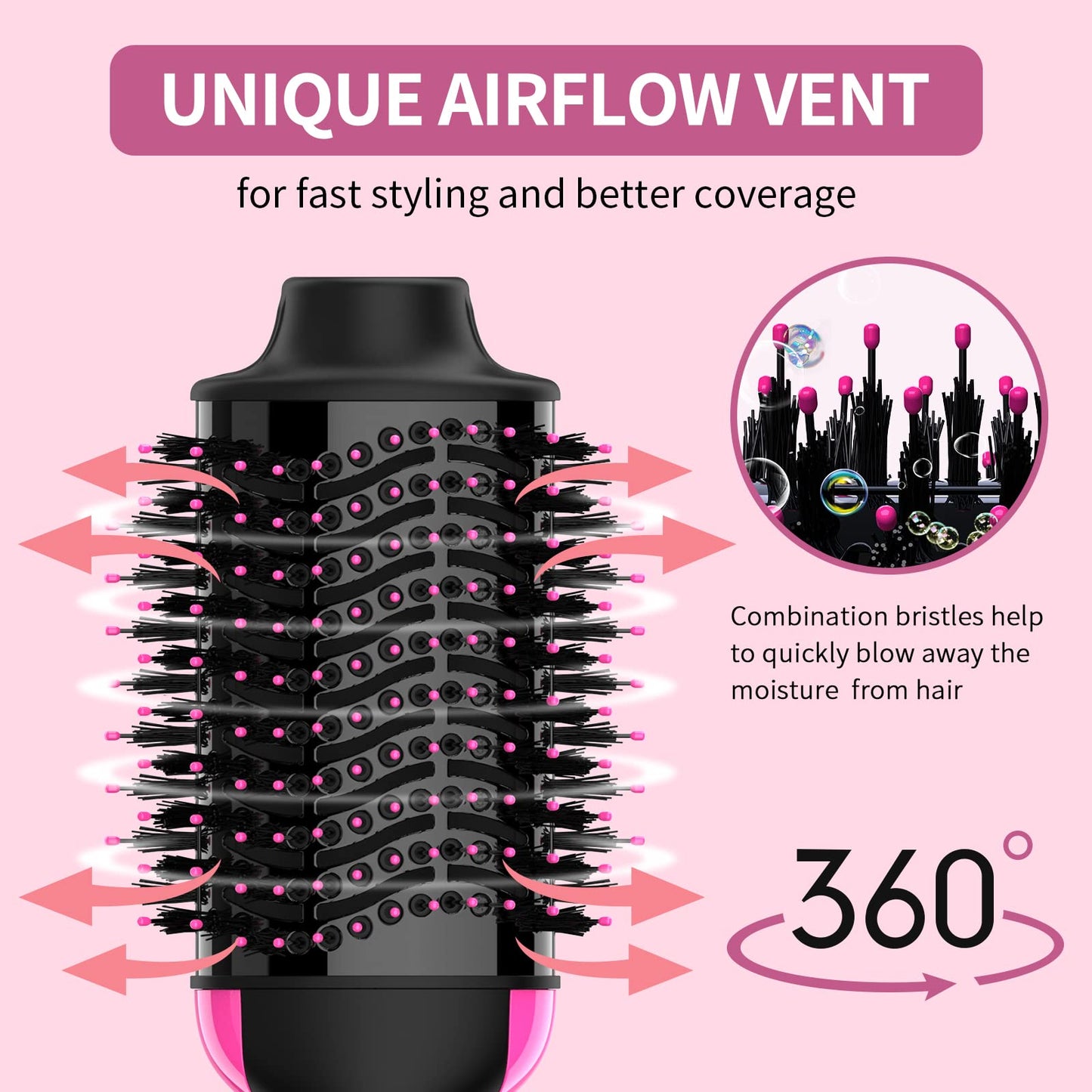 Hair Dryer Brush Blow Dryer in One, Upgraded 4 in 1 Hair Dryer and Styler Volumizer with Negative Ion Anti-frizz Ceramic Titanium Barrel Hot Air Hair Straightener Brush