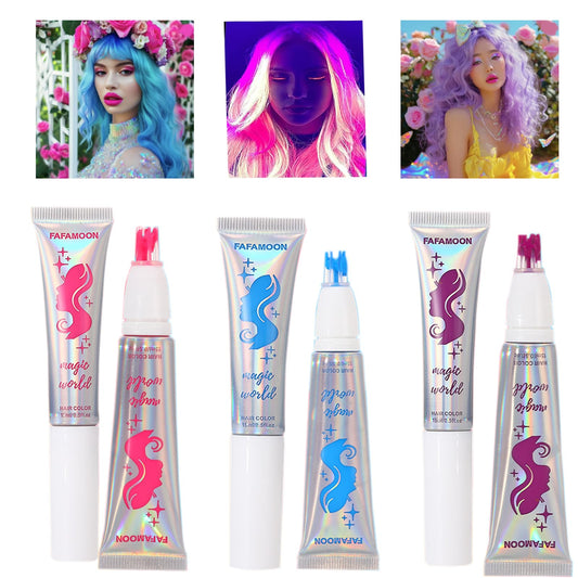 Dulele 3 Colors Neon Hair Chalk Comb Glow in The Black Light, Temporary Hair Color Dye, Fluorescent Washable Hair Chalk, Hair Stuff Accessories Makeup Kit Christmas Gifts for Girls