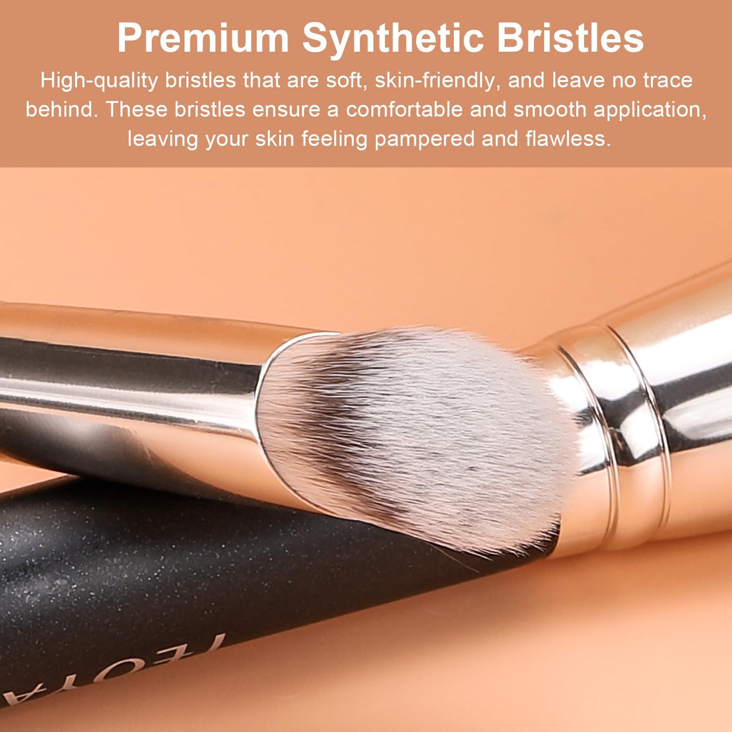 TEOYALL Angled Concealer Brush, Synthetic Contour Brush for Blending Setting Buffing with Liquid, Cream and Powder Cosmetic (Angled Brush)