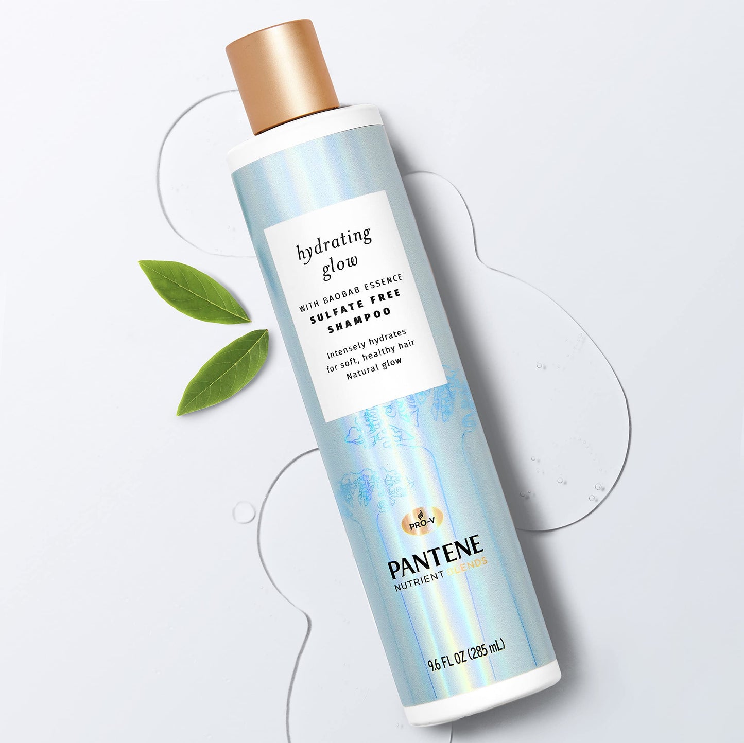 Pantene Hydrating Glow with Baobab Essence Shampoo, Sulfate & Silicone-Free, 9.6 Fl Oz, 2.598 Fl Oz