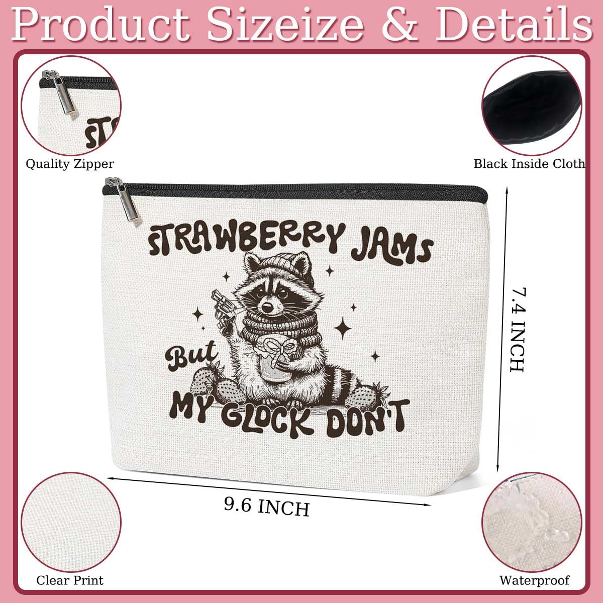 Cute Raccoon Gifts Cosmetic Bag Travel Organizer Zipper Pouch Makeup Bag Racoon Gifts for Women, Girls, Best Friend, Sister Funny Birthday-07