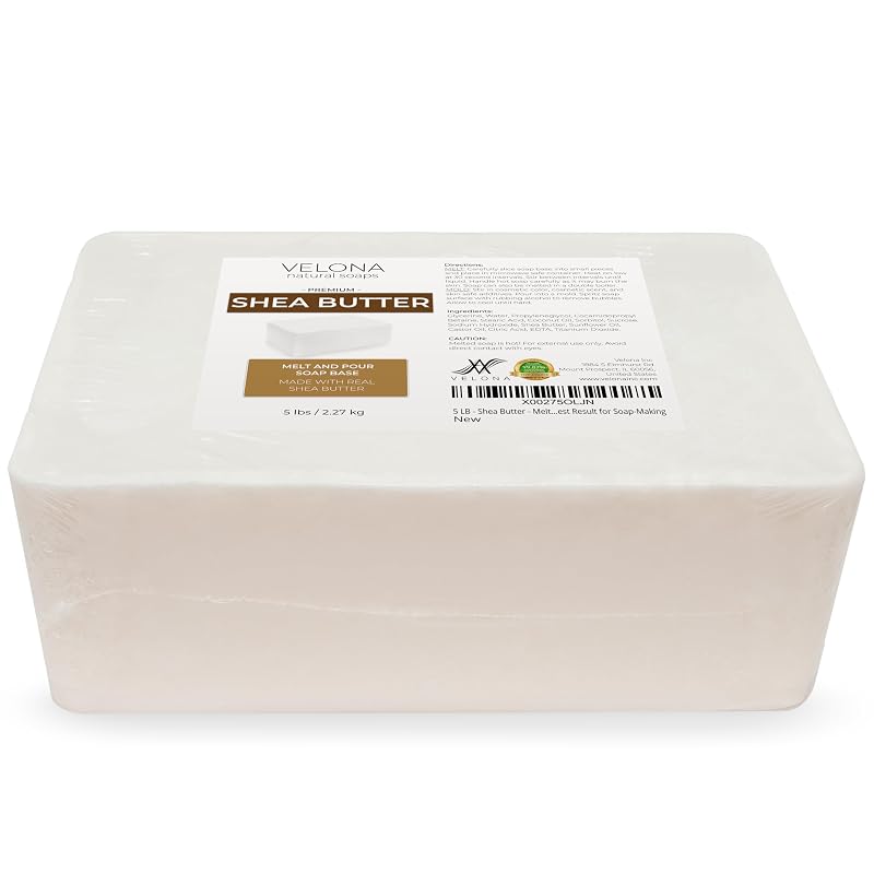 Shea Butter Melt & Pour Soap Base 5 lb - SLS/SLES Free, 80 oz Bundle