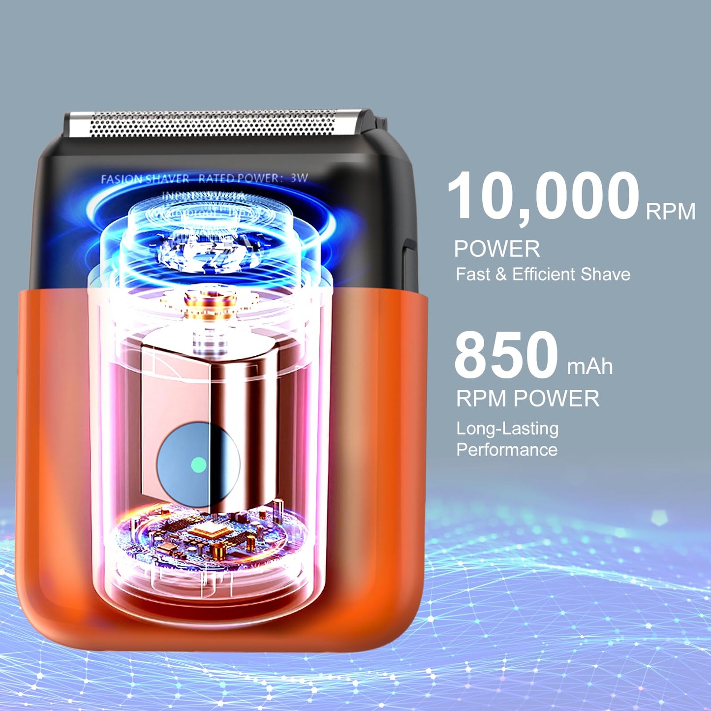 Electric Shavers for Men, Mini Travel Electric Razor, Foil Shaver for Men, Fast Rechargeable Dual Floating Blades IPX7 Waterproof Wet Dry Face Razor-Light Orange