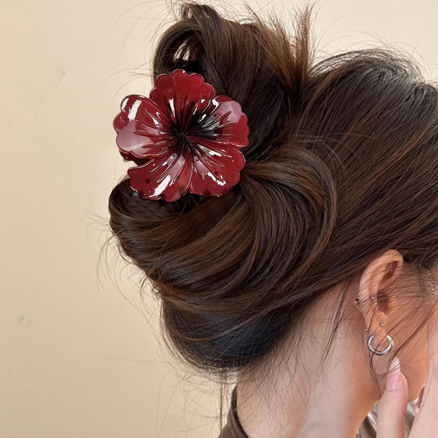 3Pcs Large Hair Claw Clips for Thick and Thin Hair,Tropical Flower Clips,Non-slip Plumeria Claws Beach Accessories for Women Beach Wedding Summer Vacations Party Decorations Daily Use,Style 7