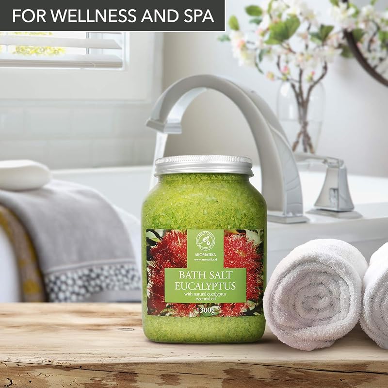 Sea Salt Bath with Eucalyptus Essential Oil 46 oz – Relaxing, Sleep Support Bath Salts