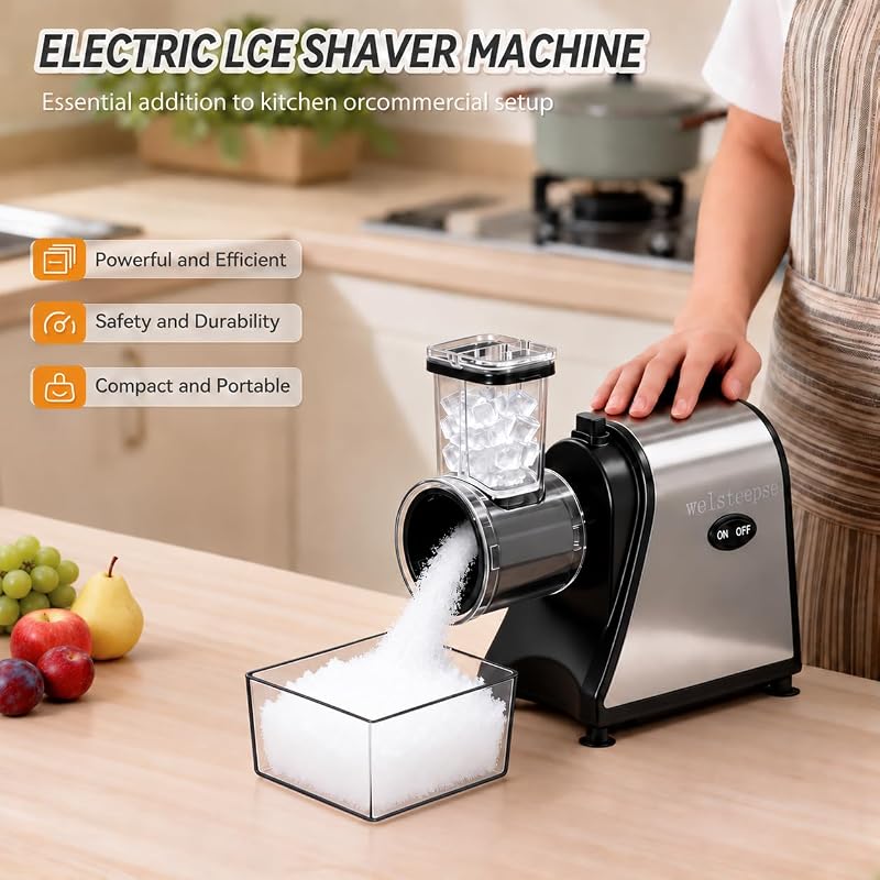 Electric Ice Crusher Shaved Ice Machine with Stainless Steel Body