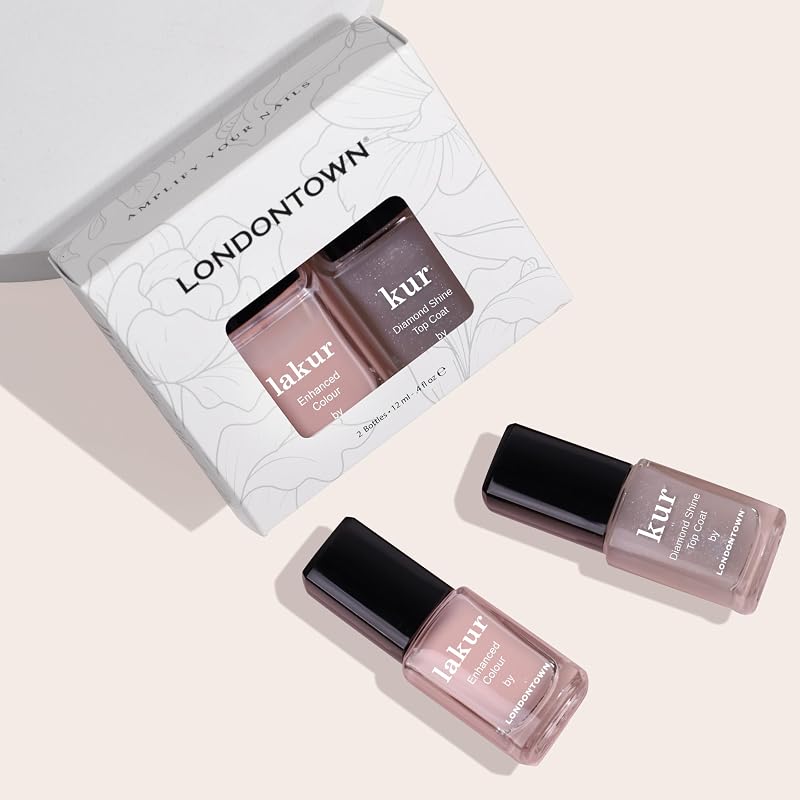 Londontown kur Royal Manicure Nail Polish Set with Invisible Crown & Diamond Shine Top Coat
