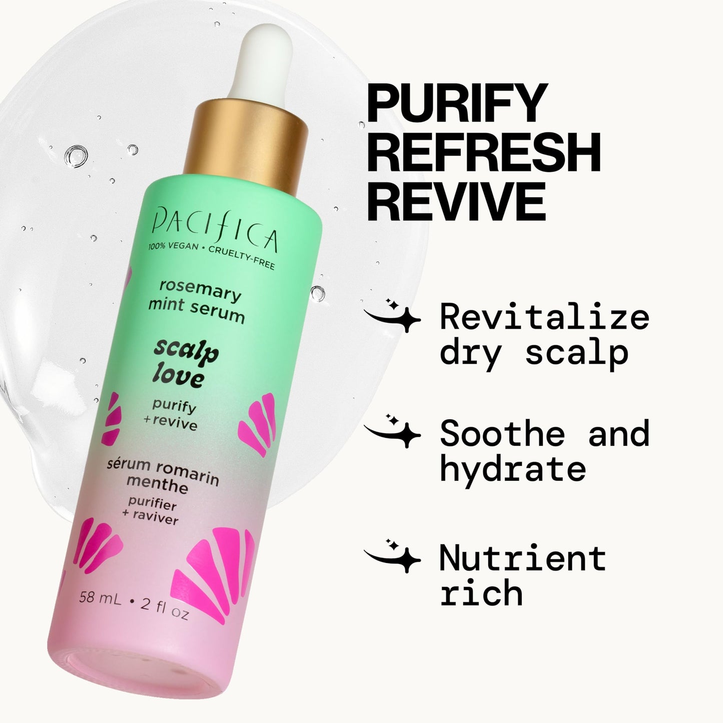 Pacifica Scalp Serum – Rosemary Mint Scalp Love Serum - Scalp Treatment for Dry Itchy Scalp w/Witch Hazel for Scalp Detox & Moisturizing, Vegan & Cruelty-Free, 2 oz