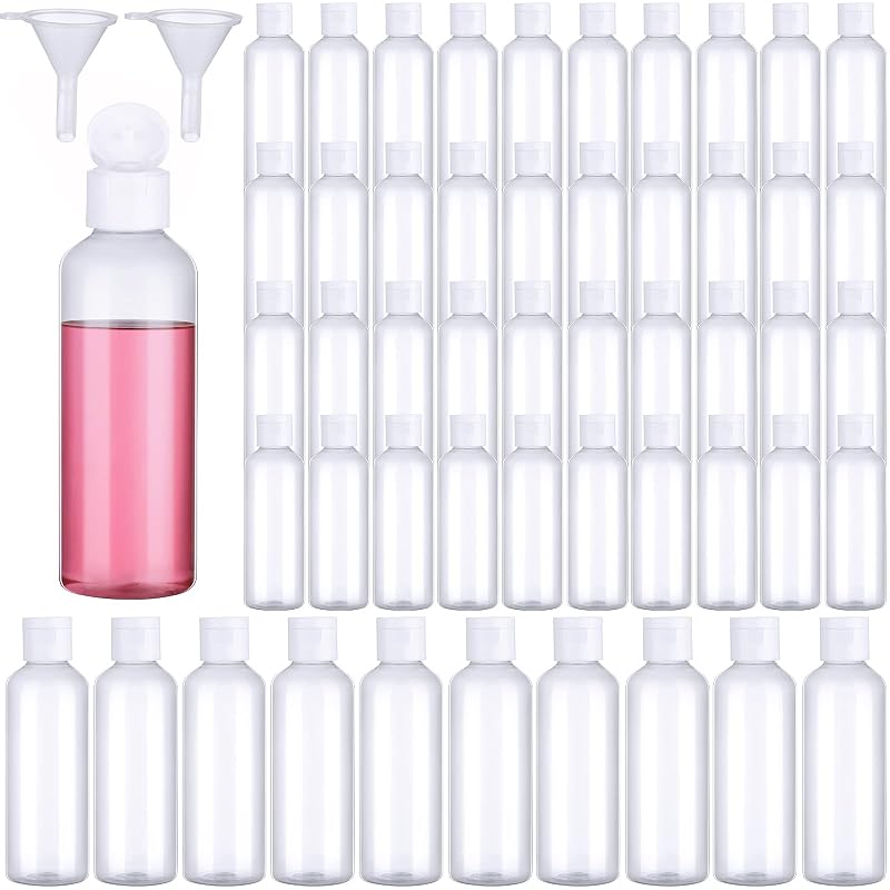 50 Pcs 3.4 oz Clear Travel Bottles with Flip Cap – Leakproof PET Containers