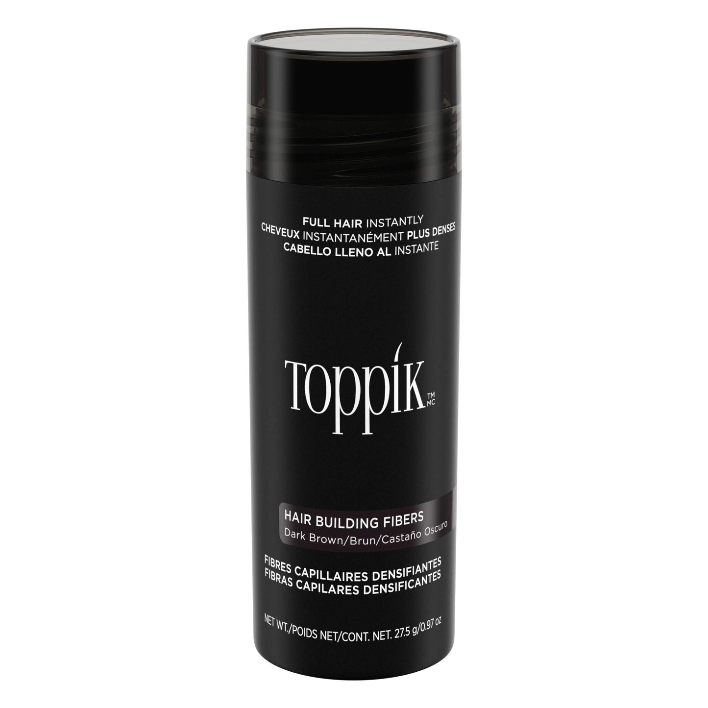 Toppik Hair Building Fibers, Dark Brown, 27.5g Fill In Fine or Thinning Hair, Instantly Thicker, Fuller Looking, 9 Shades for Men & Women, Keratin Protein Formula