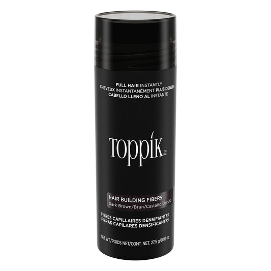 Toppik Hair Building Fibers, Dark Brown, 27.5g Fill In Fine or Thinning Hair, Instantly Thicker, Fuller Looking, 9 Shades for Men & Women, Keratin Protein Formula