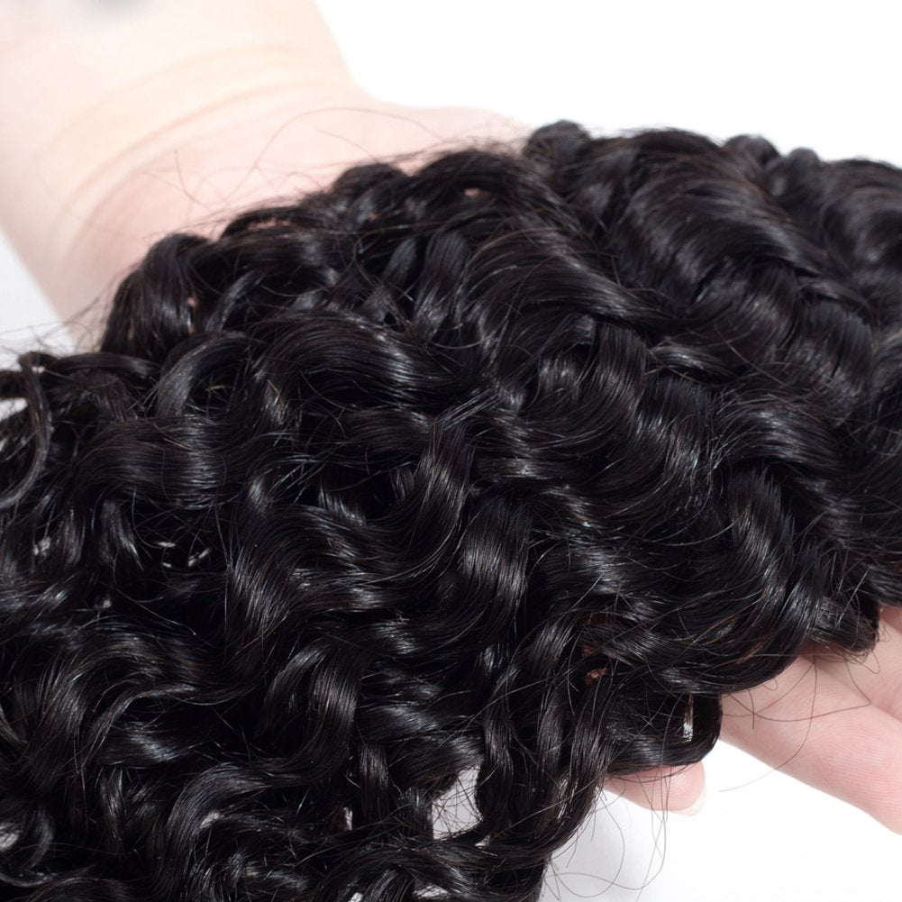 Amella Hair 8A Brazilian Curly Virgin Kinky Human Hair Weave 3 Bundles (14 16 18 Inch, 285g) Unprocessed Weft Extensions Natural Black