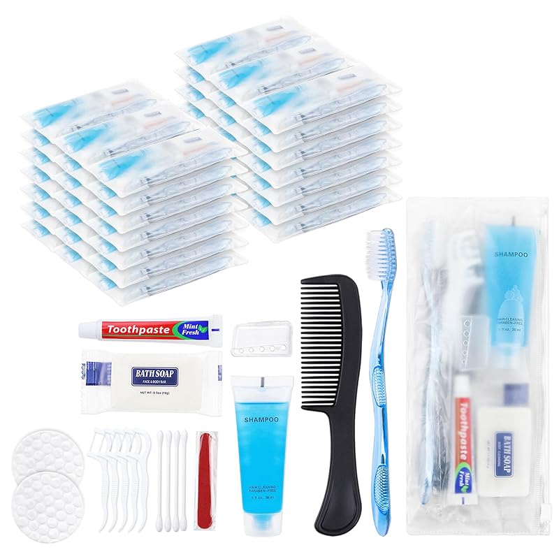 Pack of 50 Basic Toiletry Kits - Individually Packed Travel Hygiene Set