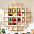 Oversize 46 x 46 Inch Wall-Mount Mug Display Shelf with 28 Slots