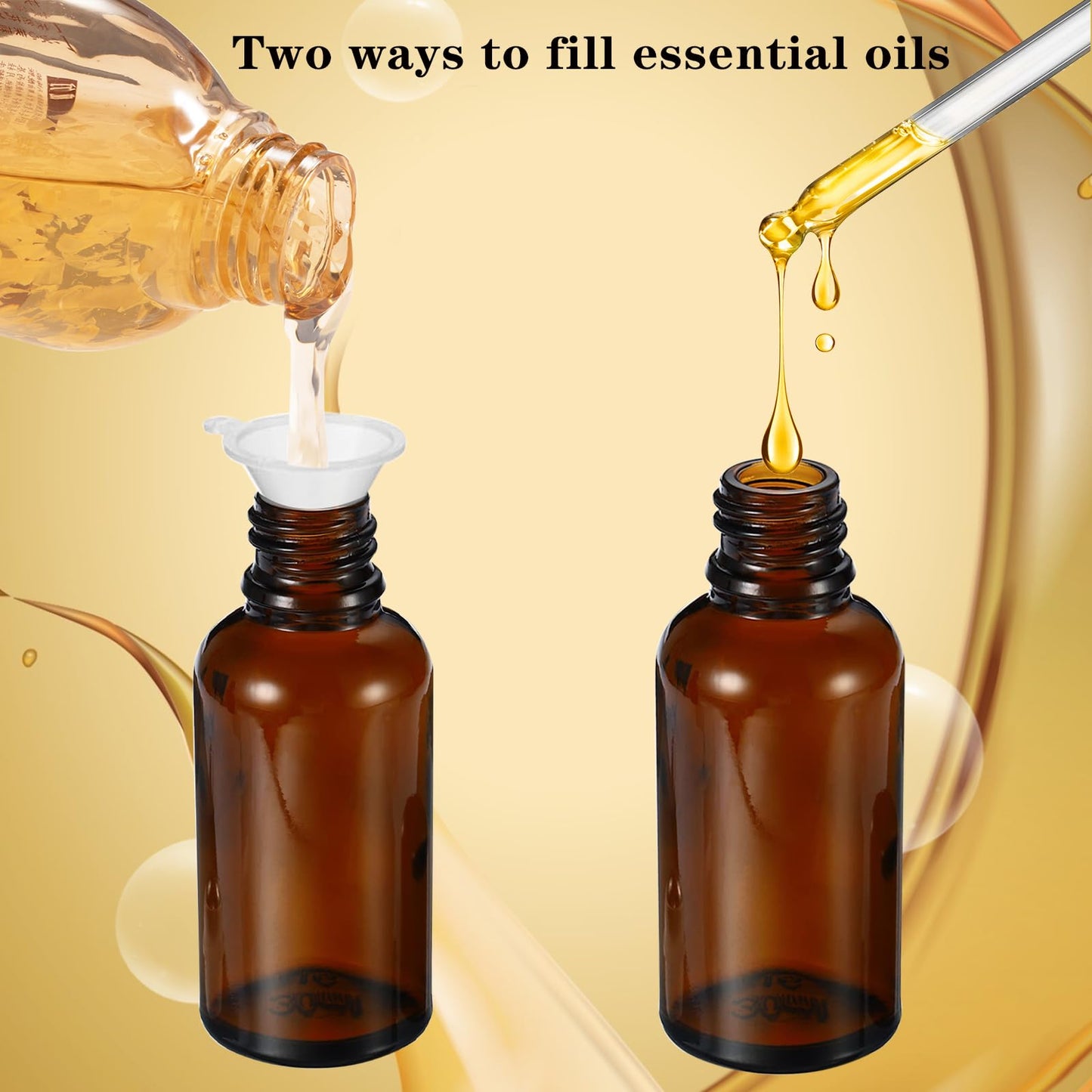 HEYLEAYAR 50ML Roller Bottles for Essential Oil, 3 Pack Empty Amber Glass Roller Bottle for Perfume Oil, Roll on Bottles with Stainless Steel Roller Balls, Opener, Funnel and Dropper