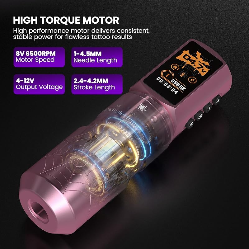 Wireless Tattoo Kit with Dual 2300mAh Batteries – 6500 RPM Cartridges & Practice Skins